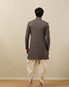 Manyavar Men Stone Grey Floral Patterned Indo Western Set