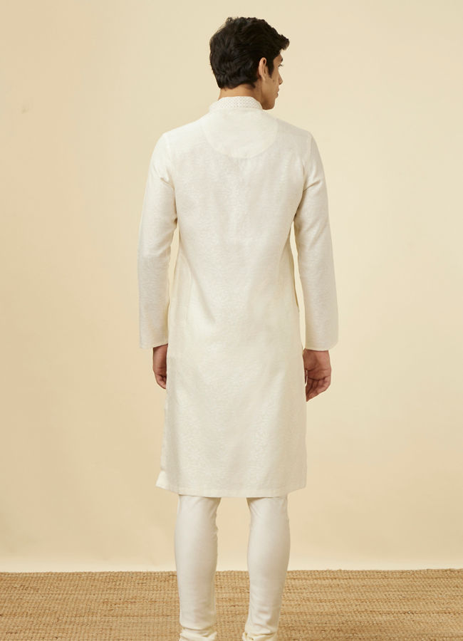 alt message - Manyavar Men Sublime Cream Jacquard Kurta Set image number 5