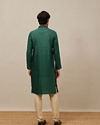 alt message - Manyavar Men Hunter Green Bel Buti Patterned Kurta Set image number 5