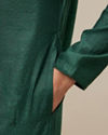 Manyavar Men Hunter Green Bel Buti Patterned Kurta Set