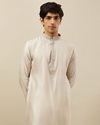 Manyavar Men Coconut Grey Bel Buti Patterned Kurta Set image number 0