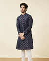 Manyavar Men Estate Blue Buta Patterned Kurta Set
