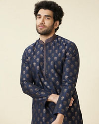Manyavar Men Estate Blue Buta Patterned Kurta Set