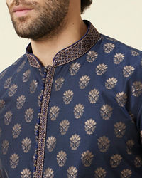 Manyavar Men Estate Blue Buta Patterned Kurta Set