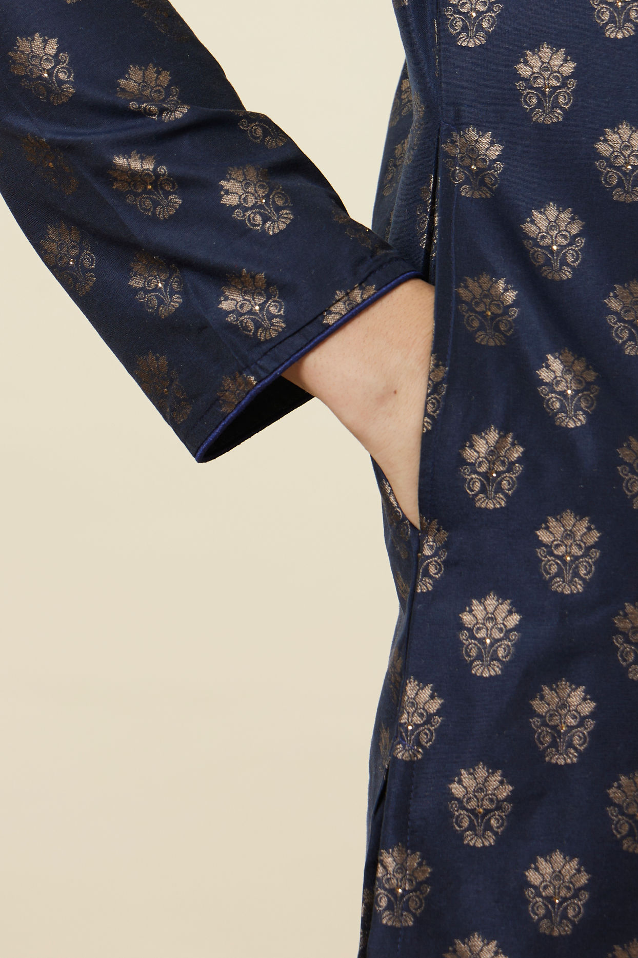 Manyavar Men Estate Blue Buta Patterned Kurta Set