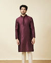 alt message - Manyavar Men Windsor Wine Medallion Patterned Kurta Set image number 2