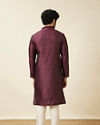 alt message - Manyavar Men Windsor Wine Medallion Patterned Kurta Set image number 5