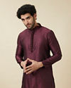 alt message - Manyavar Men Windsor Wine Medallion Patterned Kurta Set image number 0