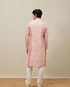 Manyavar Men Veiled Rose Pink Bel Buti Patterned Kurta Set