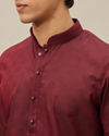 alt message - Manyavar Men Chilli Pepper Red Self Patterned Kurta Set image number 1