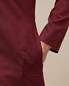 Manyavar Men Chilli Pepper Red Self Patterned Kurta Set