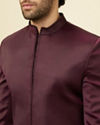 Manyavar Men Mauve Wine Chaukadi Patterned Indo Western Set