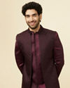 Mauve Wine Chaukadi Patterned Indo Western Set