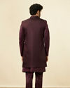 Manyavar Men Mauve Wine Chaukadi Patterned Indo Western Set