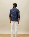 alt message - Manyavar Men Twilight Blue Floral Printed Short Kurta image number 2