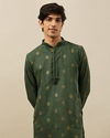 Forest Green Kurta Set with Medallion Prints