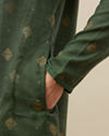 Manyavar Men Forest Green Kurta Set with Medallion Prints