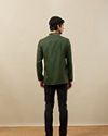 alt message - Manyavar Men Hunter Green Embroidered Neckline Short Kurta image number 3