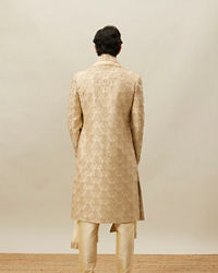 Twamev Men Fawn Silk Zari Hand Embroidered Sherwani