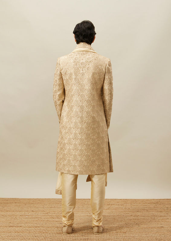 Twamev Men Fawn Heavy Embroidery Sherwani Set