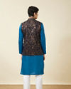 Royal Blue Stone Embellished Floral Jacket image number 3