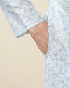 Manyavar Men Delicate Blue FLoral Printed Kurta Set