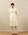 Buttercream Ogee Patterned Achkan Style Sherwani image number 2