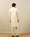 Manyavar Men Buttercream Ogee Patterned Achkan Style Sherwani