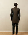 Manyavar Men Forest Green Honeycomb Patterned Indo Western Set
