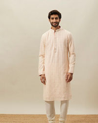 Twamev Men Light Pink Chikankari Kurta Set