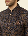 Blue Velvet Patterned Jodhpuri Suit image number 1