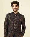 Blue Velvet Patterned Jodhpuri Suit image number 0