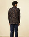 Manyavar Men Midnight Blue Bel Buti Patterned Suit