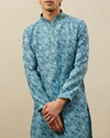 Tropical Blue Bel Buti Printed Kurta Set