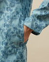 Manyavar Men Tropical Blue Bel Buti Printed Kurta Set