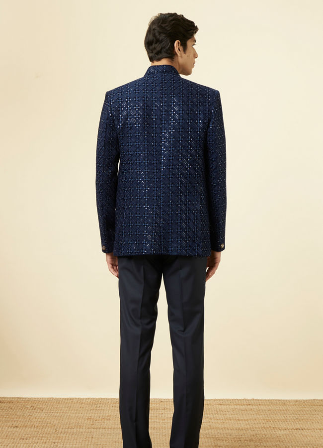 Buy Blue Sequin Embellished Jodhpuri Suit Online in India @Manyavar ...