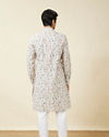 alt message - Manyavar Men Antique White Floral Printed Kurta image number 3