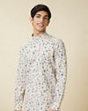 alt message - Manyavar Men Antique White Floral Printed Kurta image number 0