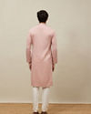 Manyavar Men Cherry Blossom Pink Vertical Patterned Kurta Set