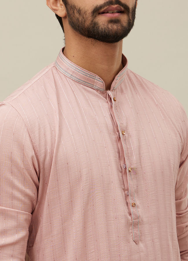 Buy Cherry Blossom Pink Vertical Patterned Kurta Set Online in India ...