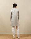 Manyavar Men Pearl River Grey Medallion Patterned Indo Western Set