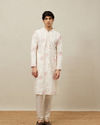 alt message - Manyavar Men Delicate Cream Bel Buti Patterned Kurta Set image number 2