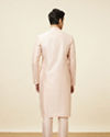 alt message - Manyavar Men Soft Pink Bel Buti Patterned Kurta Set image number 5