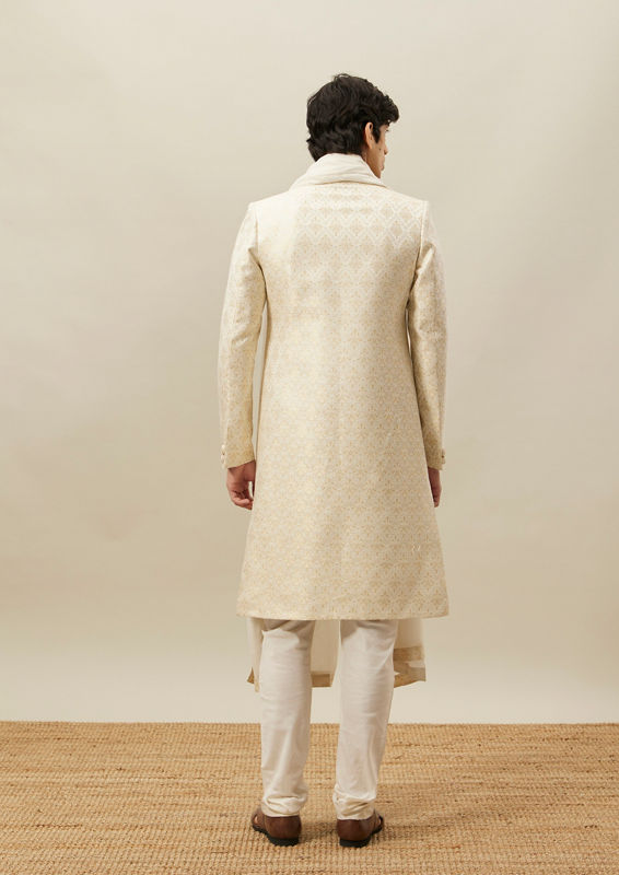 Twamev Men Biscuit Woven Sherwani Set