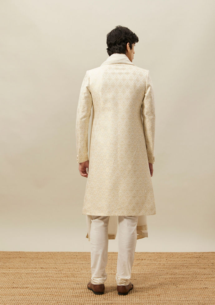 Twamev Men Biscuit Woven Sherwani Set