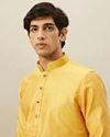 Manyavar Men Illuminating Yellow Floral Patterned Kurta Set