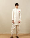 Off White Self Textured Indo Western image number 2