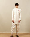 Manyavar Men Rich Cream Medallion Patterned Indo Western Set