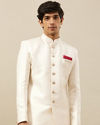 alt message - Manyavar Men Rich Cream Medallion Patterned Indo Western Set image number 0