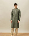 Manyavar Men Sage Green Diamond Patterned Kurta Set